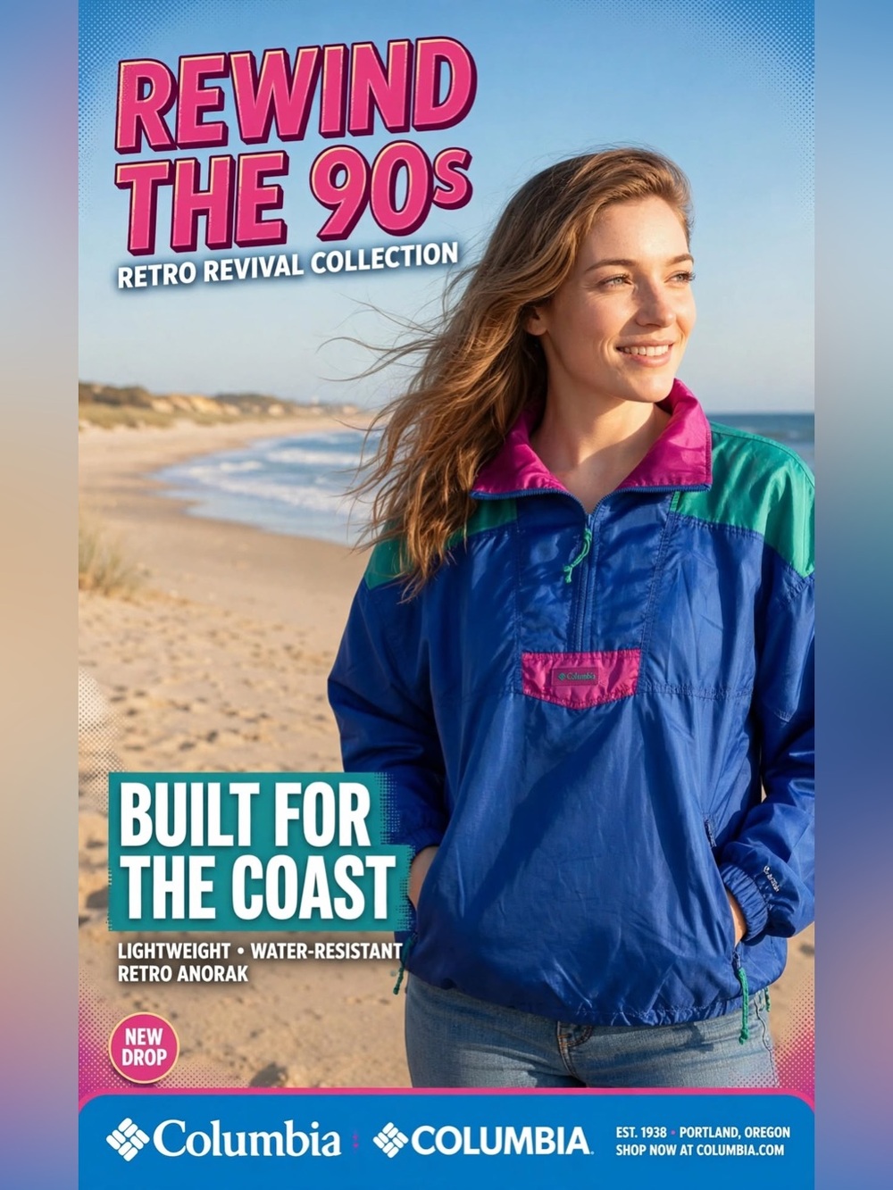 Columbia Blue and Purple Windbreaker